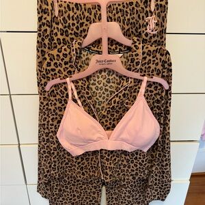 Juicy Couture Leopard Pajama Set with Soft Pink Bralette